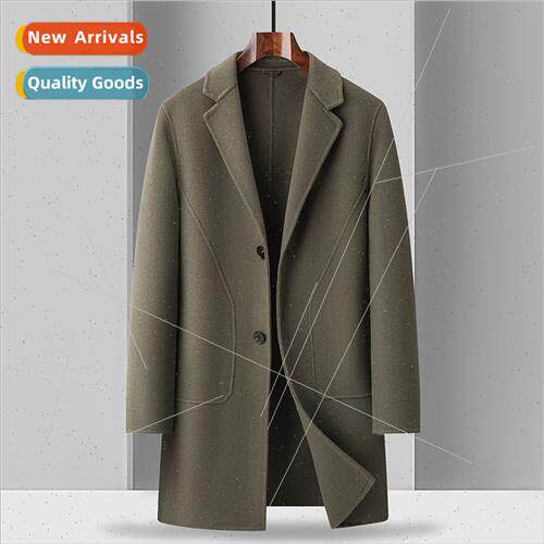 Reversible wool tweed coat men medium-length pure cashmere h