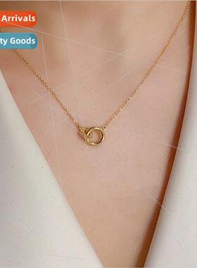 Fashion simple geometric intersecting circle necklace women