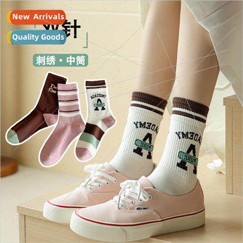 Socks girls fall winter new ins nd embroidery ladies stockin