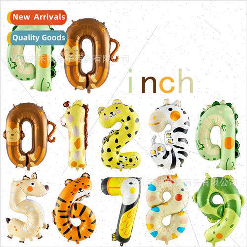 Forest 40 inch animal big numbers aluminum film balloon chil