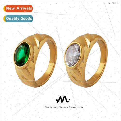 Europe Wedding Couple Rings Court che Whe Green Zirconia Set