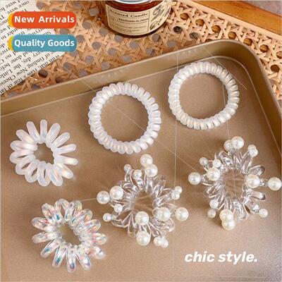 Korea transparent telephone wire pearl hair circle mermaid