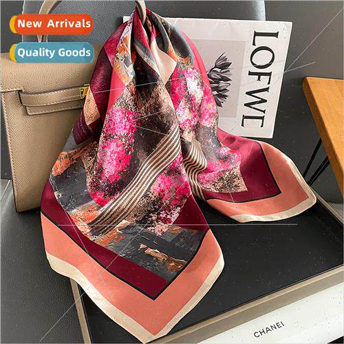 2023 new Korea fashion silk square scarf female spring fall