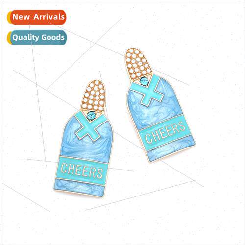 personalized temperament alloy oil drop inlaid pearl letters