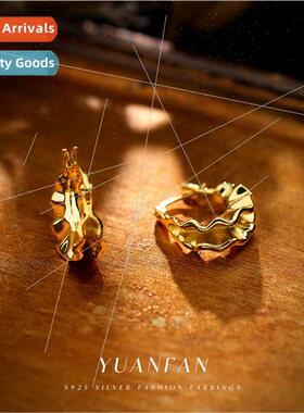 925 silver Vintage Metal Textured Earrings che Europe Ear Cl