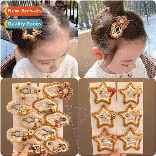 Children woolen cloud bb clip 2023 winter new girls cute bro