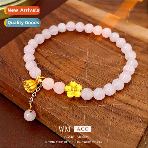 Pink Agate Lotus Flower Stch Bracelet Versatile mple String
