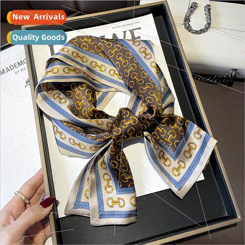 silk women spring fall 150*15cm double layer silk long scarf