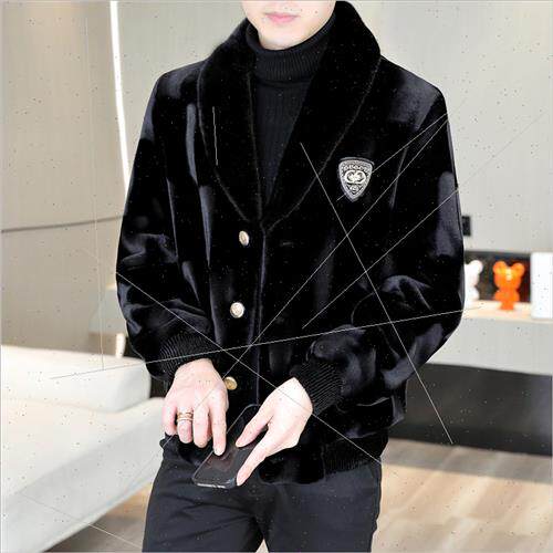 Golden mink fur coat men winter new Haining fur one coat thi