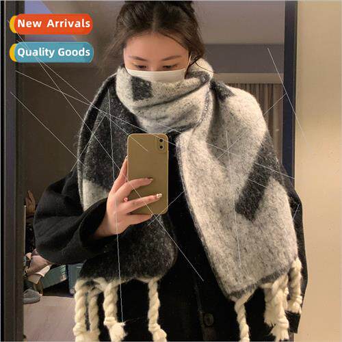 Gray mohair thickened warm scarf female winter Korea  new hi