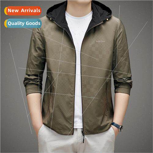 2023 fall new reversible jacket reversible wear hat removabl