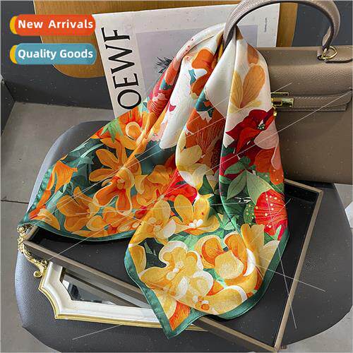 2023 new Korea fashion silk square scarf female spring fall