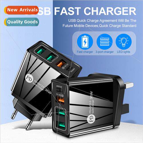 4A UK Standard Cell Phone Charger PD20W+2.4A3USB Multi-Port