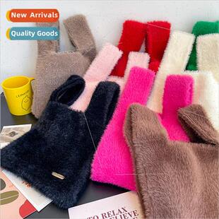 bag female handbag winter soli fashion plush new Autumn 2023