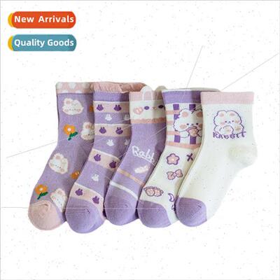 Girls socks spring fall thin cotton children socks girls mid