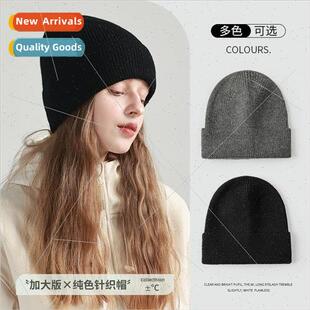 winter circ knted head large loose fall cap wool plate Large