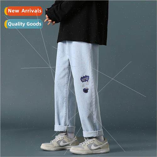Jeans nine pants men straight loose spring summer wide-legge