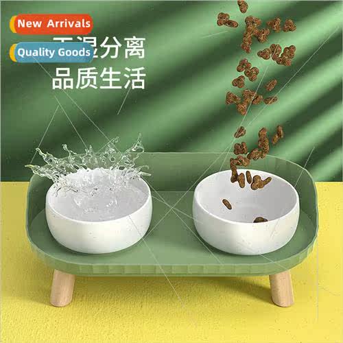 Double ceramic cat bowl to protect cervical vertebrae anti-b