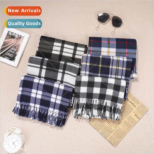 Autumn winter classic plaid double-sided velvet gift scarf e