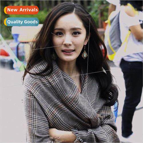 Yang Mi scarf female winter faux cashmere colorblocking hund