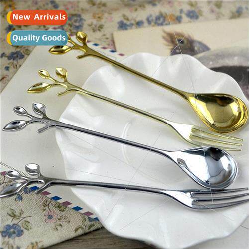 Golden spoon twig coffee spoon fru k dessert spoon creative