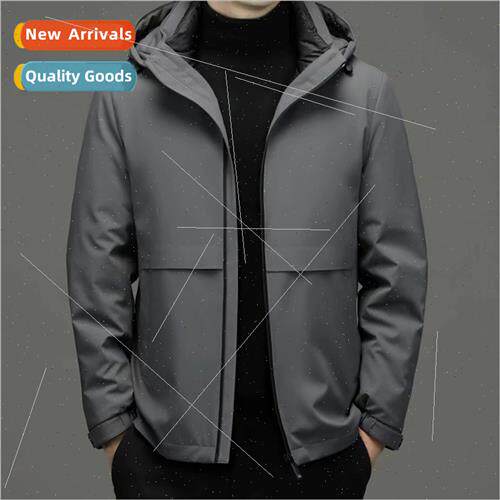 Winter Business Hooded Down Jacket Men mple WindproDuck Down