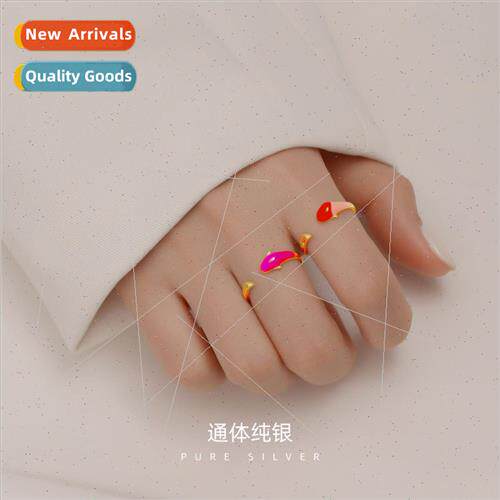 Fortune koi silver 925 ring female niche finger ring color c