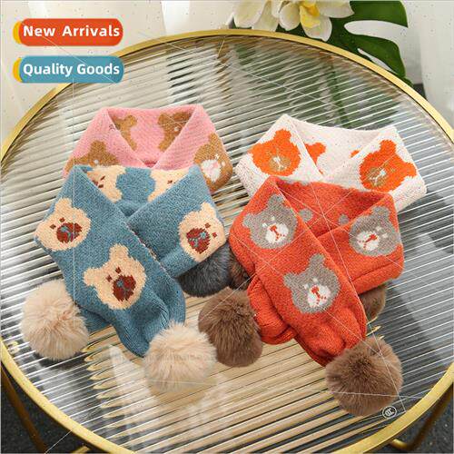 2022 fall winter children warm cartoon bear knted cute scarf