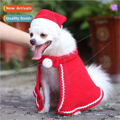 New Dog Clothes Small Dog Teddy Dog Cloak Hat Red Dress Dres