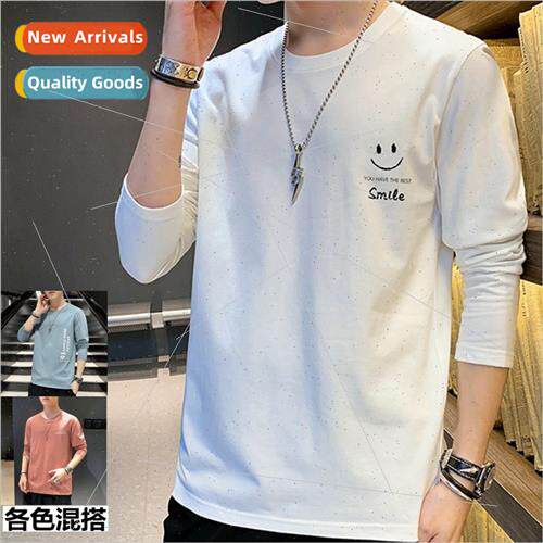 Spring new long-sleeved T-shirt men cotton Korea  round neck
