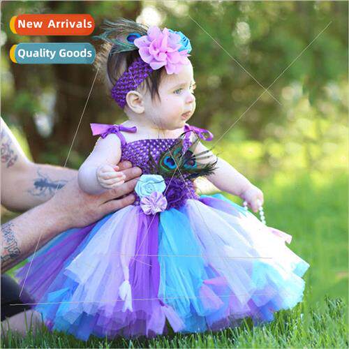 Feather Baby Photography Clothing Baby Fluffy Dress Peacock