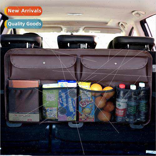 Leather car organizer bag large capacy trunk seat back bag c