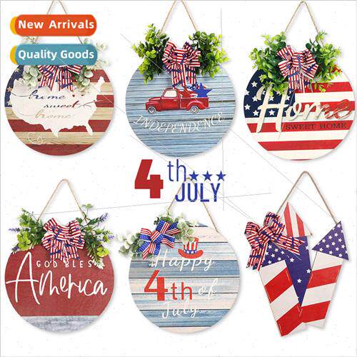 New U.S. Independence Day Hanging Wooden Home Decoration Rou