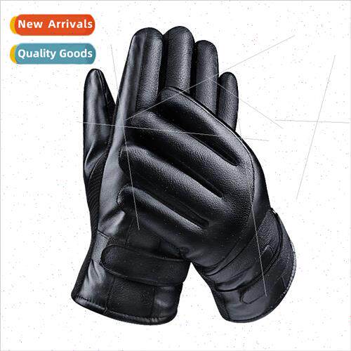Leather gloves winter men riding warm waterprowindpropadded