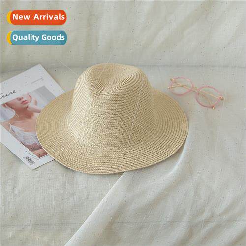 Korea  solid color men straw hat wh summer travel beach sun