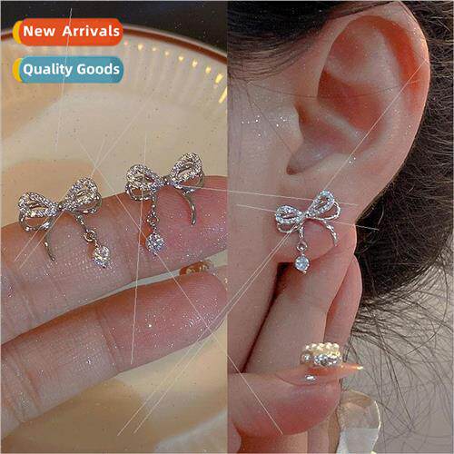 Bow tie zirconia earrings simple hundred sense earrings fema
