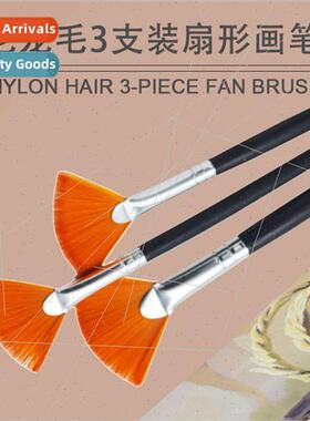 3 pcs Children Scalloped Gouache Painting Brushes Nylon Hair