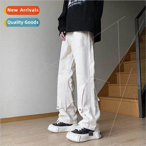2023 work pants men high set ins hipster gangster handsome w
