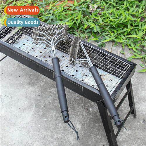 Spring Head Steel Brush BBQ Grill Steel Brush Long Handle BB