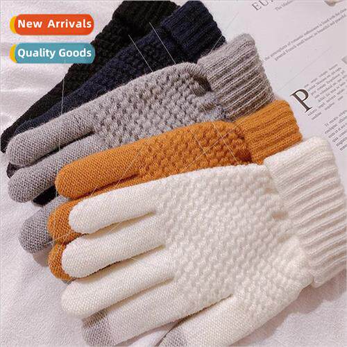 Warm gloves female winter knted touch screen thickened men f
