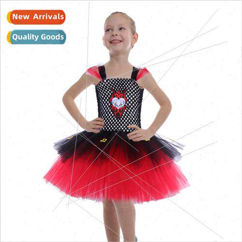 Childrens Halloween Skull Ghost Punk Girl Mesh Dress New Eur
