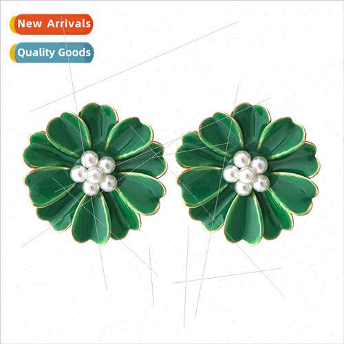 Korea  fashion lerary model metal oil drop small daisy earri