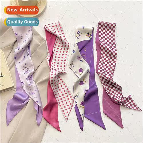 2022 spring summer new thin narrow Korea  long small silk sc