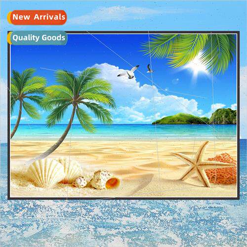 Cross stch new thread embroidery palm es seaside landscape c