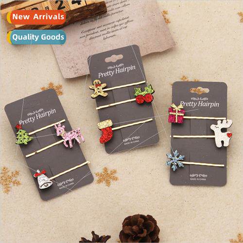 2022 Christmas Hair Clips Holiday Cute Elk Christmas Tree Be