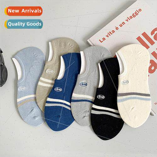 Embroidery boat socks men -slip silicone does not fall off h