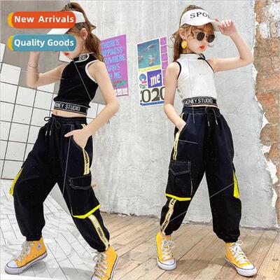 Girls Jazz Dance Permance Costume Dew Navel  Children Set Da