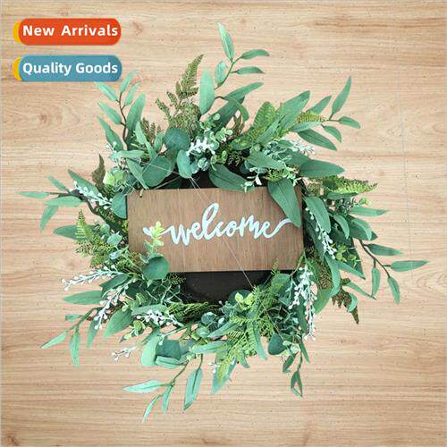 Easter Home Decor Wooden Plaque Wreath English Backdrop Deco