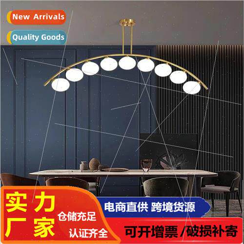 New multi-head glass chandelier modern simple long dining ta