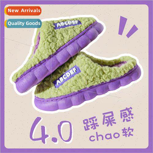 2023 fall winter new letters cotton slippers thick bottom fe